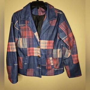 Women's Fashionable Multi-colored Patterned Blazer Size M